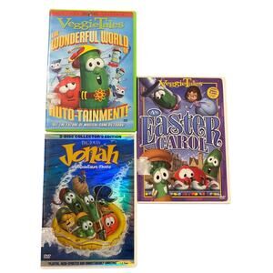 VeggieTales Dvd Lot 3 Wonderful World Of Auto Tainment,Jonah 2 disc,Easter Carol